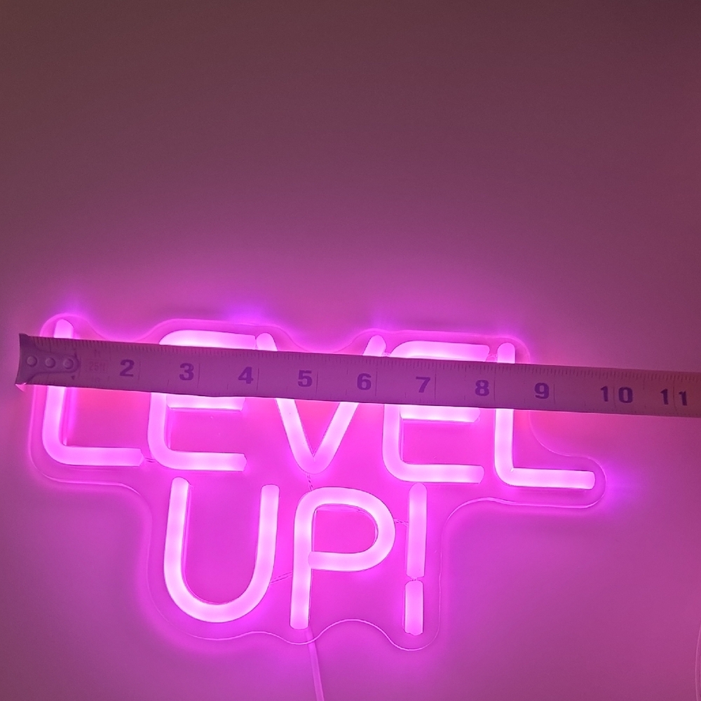 Pink 'Level Up!' Neon Wall Sign - Picture 3 of 3